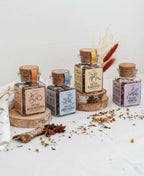 Conjunto de Infusões Artesanais em frascos de vidro com rolha de cortiça